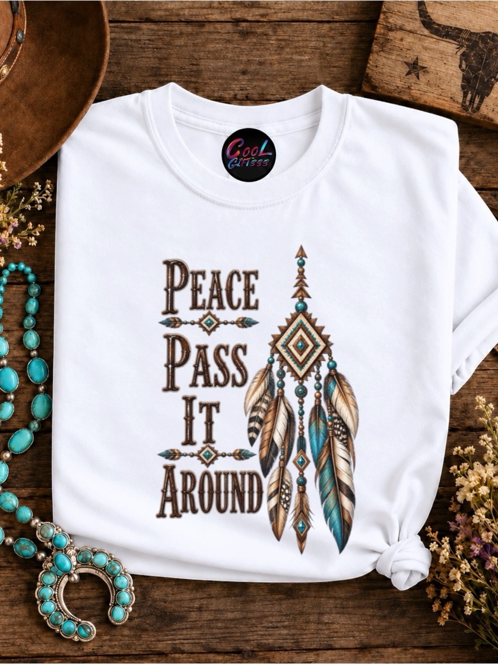 Peace Pass It Around Western Graphic Tee Custom made S M L XL native